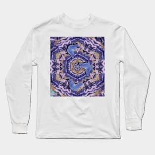 Butterflies against a floral kaleidoscope in blue Long Sleeve T-Shirt